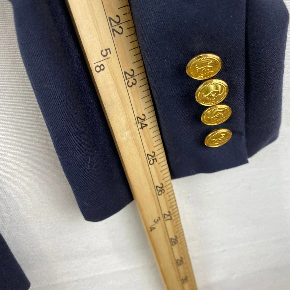 Lauren Ralph Lauren Gold Button Wool Blazer Mens 40R Navy Blue Two-Button Jacket